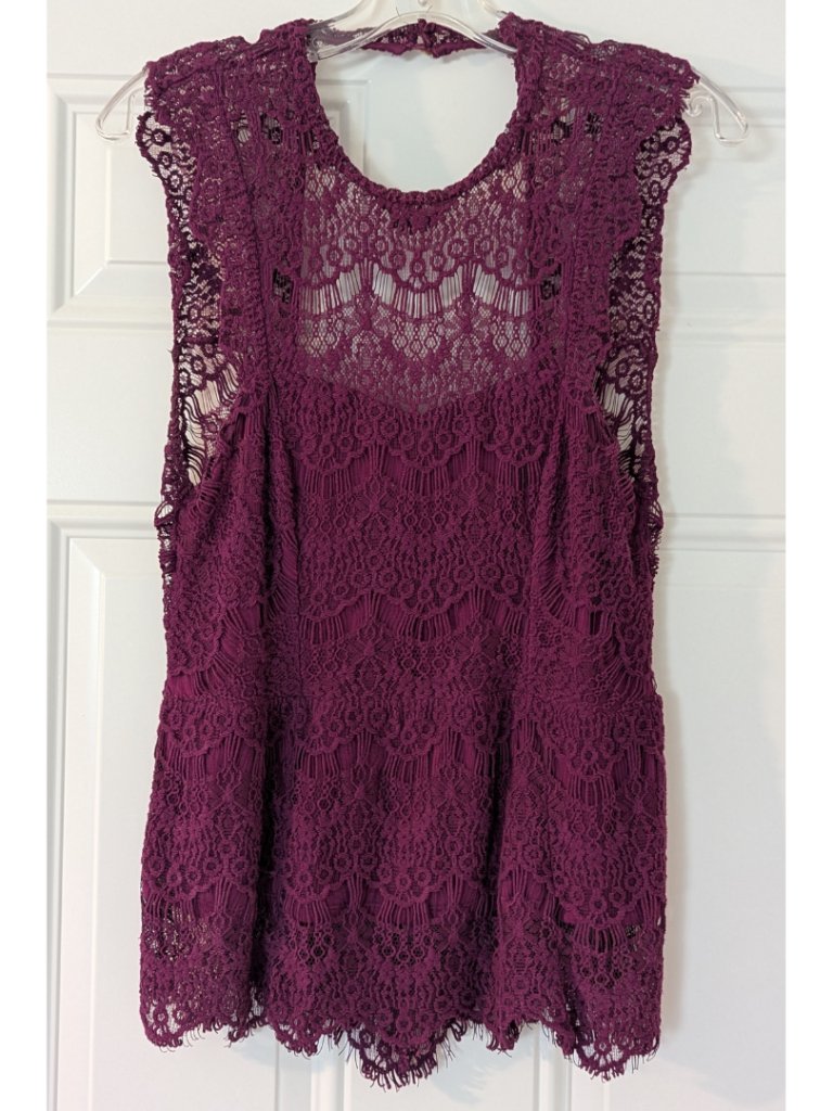 Free People Daydream Lace Open Back Top (Altered From Dress) Magenta